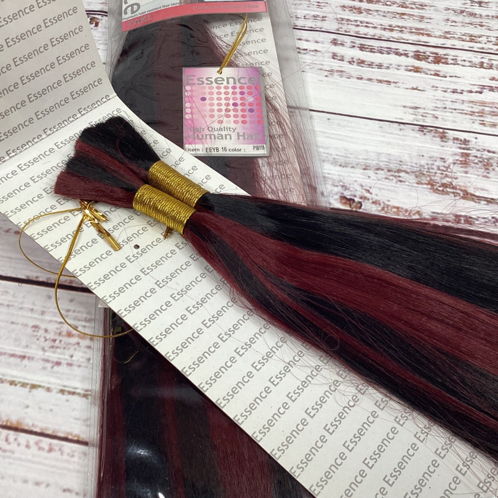 2 Packs Essence #P1B/118 Burgundy Yaki Bulk 16” Micro Braiding Blend Hair