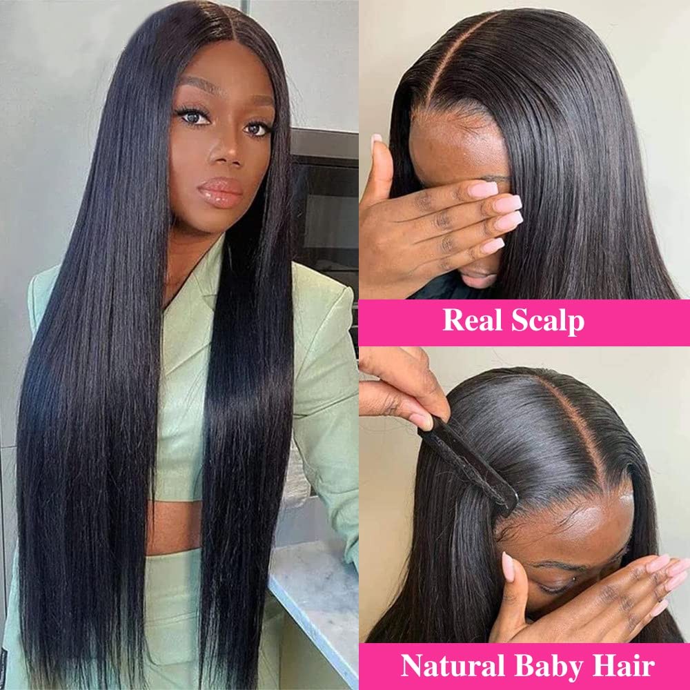 Amznlady 250 Density V Part Wig Human Hair Drawstring Straight Brazilian Virgin