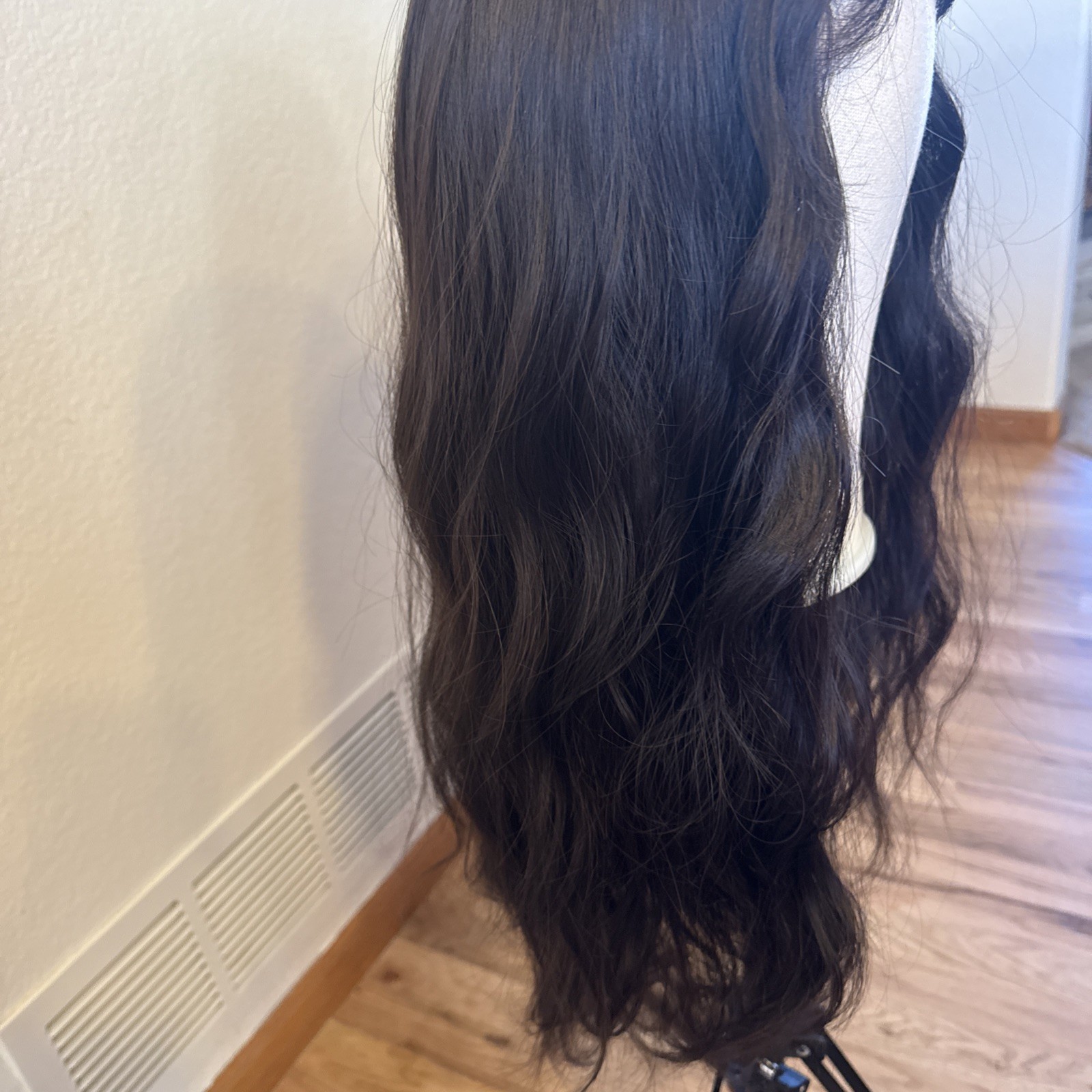 Hairline Lace Frontal Wig 26”So Soft Beautiful Black 1 Front Curtain Bang 271