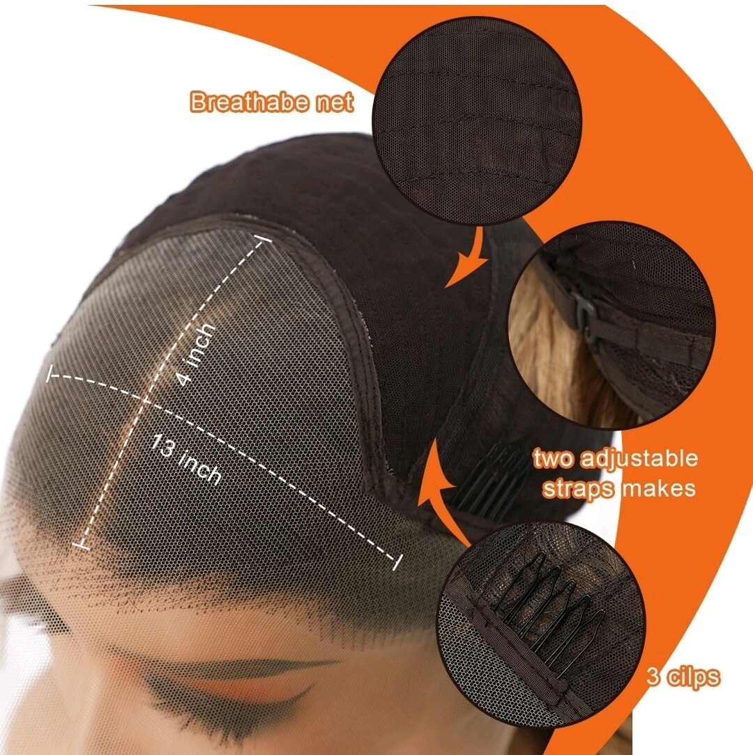 Natural Brown With Light BLONDE HIGHLIGHTS Wig HD Front Lace Human Hair Blend