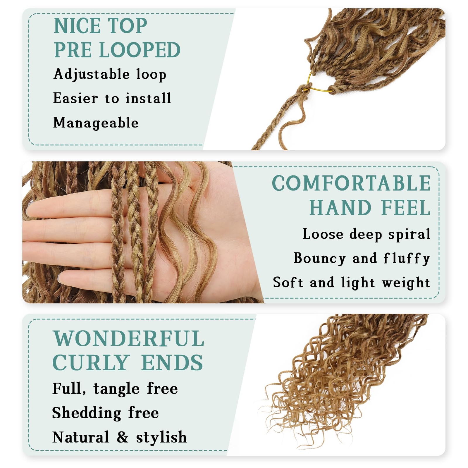 LIYATE Goddess Crochet Braids 24 Inch 7 Packs Boho Box Braids Crochet Hair wi…