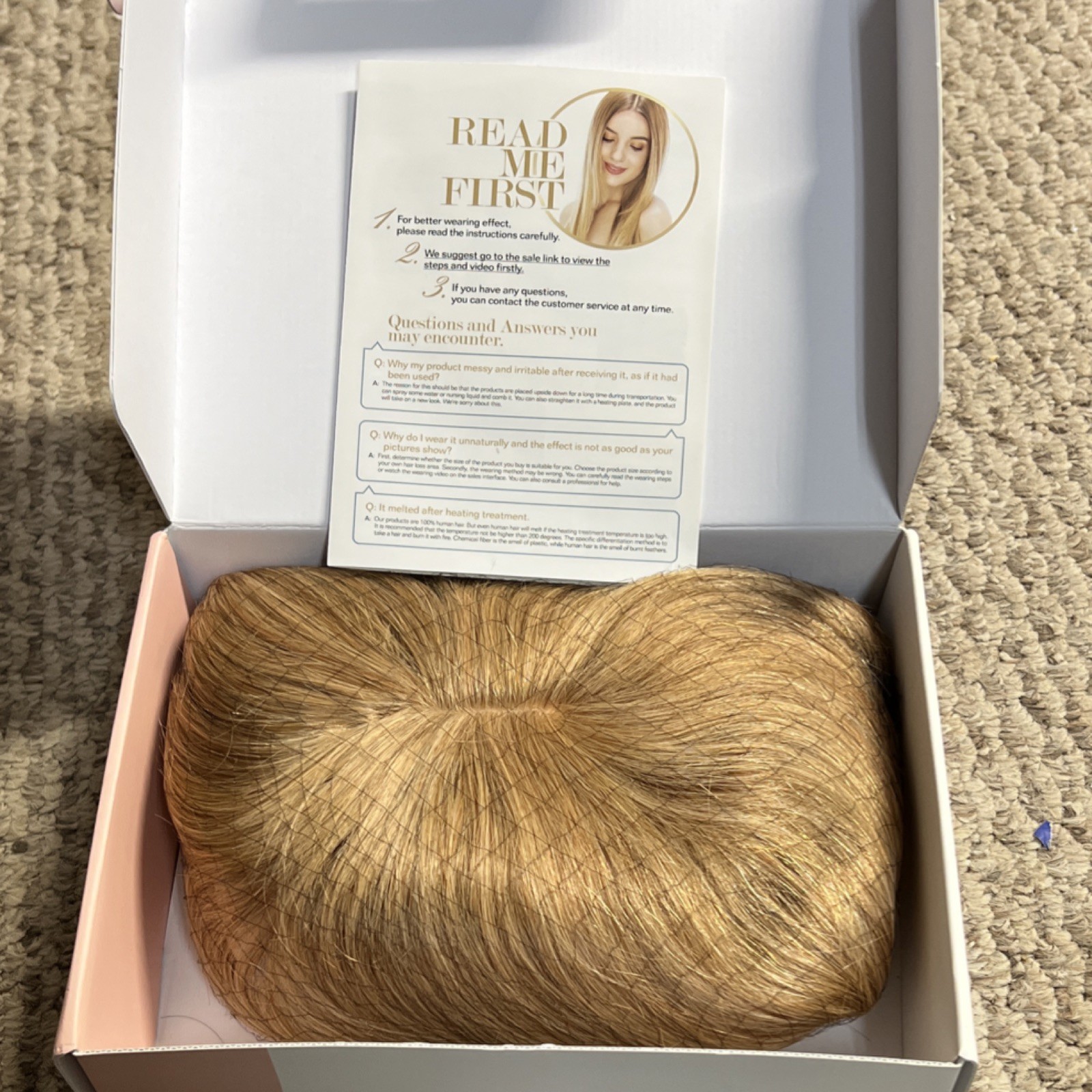 Clip-In Hair Topper 100% Human Hair Straight Golden Blond 14 in, 4 Clips