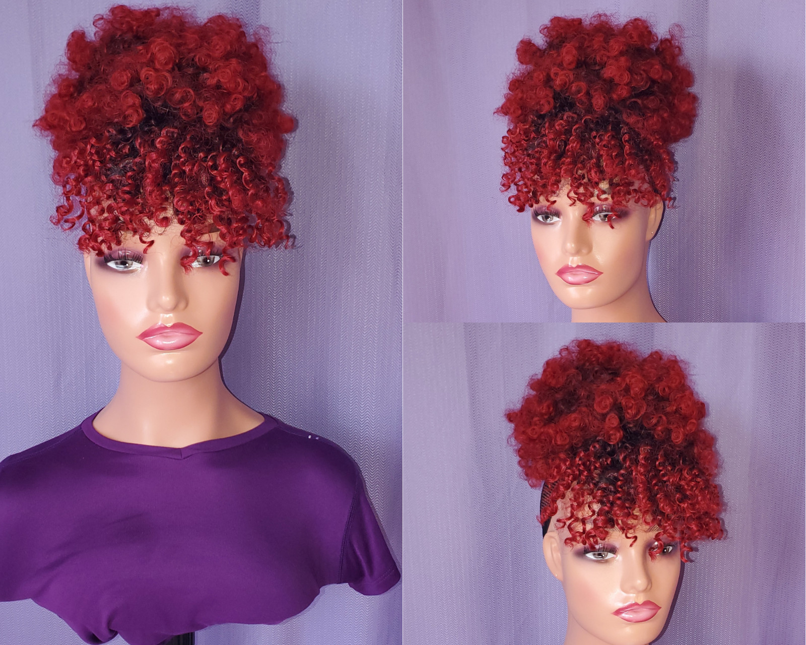 Puff Drawstring Ponytail w/Bangs Kinky Curly Hair Clip in Bangs Short Ponytail