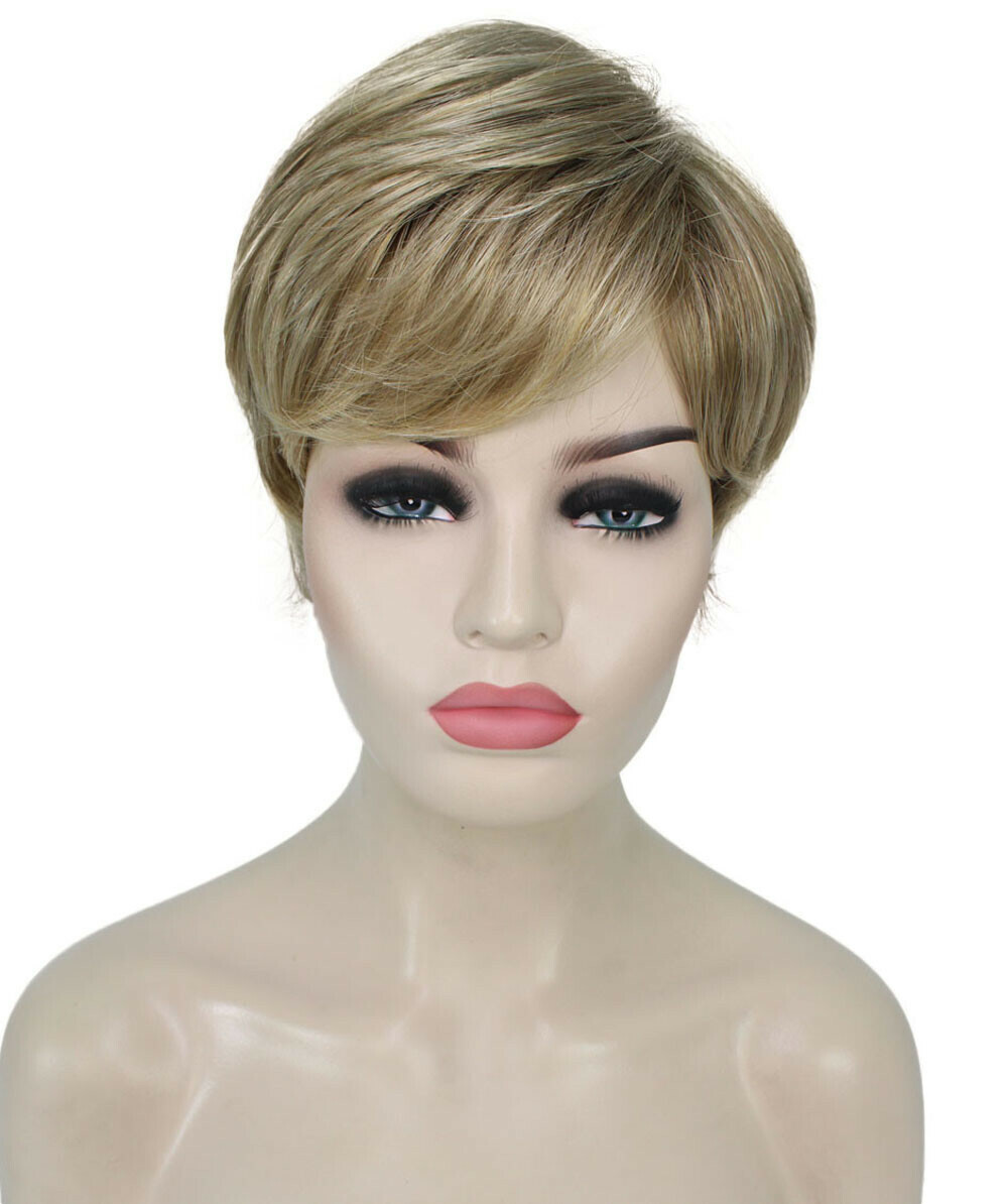 Rita – Straight Kanekalon Synthetic Fiber Full Wig, 2.5 – 4.5 in, Ash Blonde