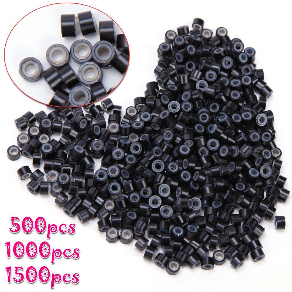 1000 Silicone Lined Micro Beads Rings Tube For Human Hair Extension US Tip 5-6mm