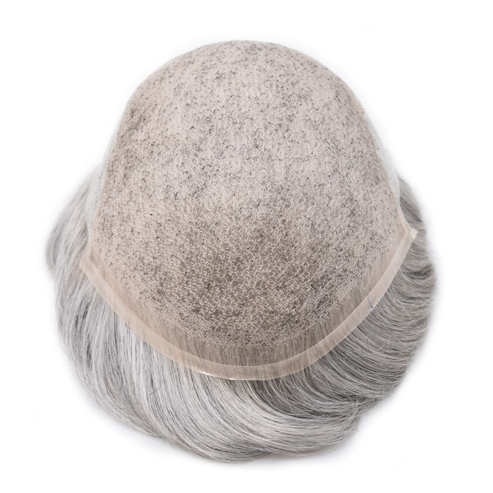 Mens Hair Piece System Swiss Welded Mono Lace Wig Toupee for Men PU Skin Unit US