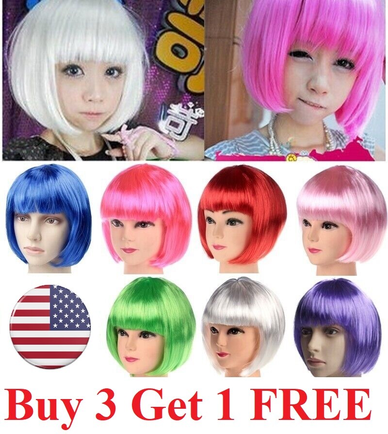 Sexy BOB Full Wig Multiple Colors Cosplay Costume Anime Halloween Party Hair