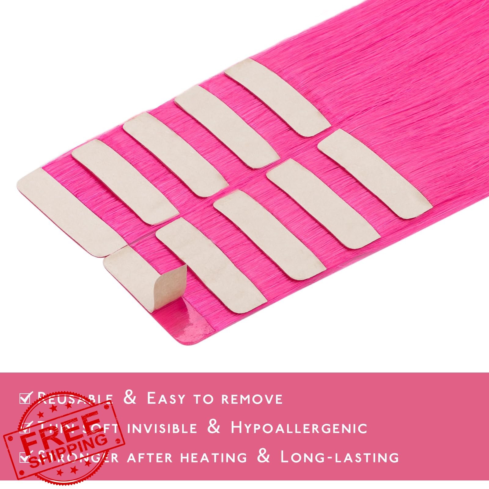 Wennalife Hot Pink tape extensions 12″ 20g