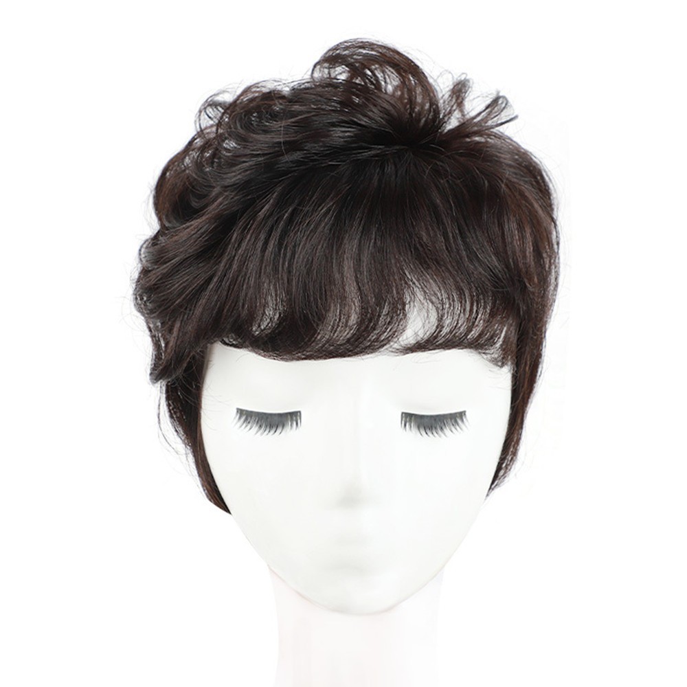 100% Human Hair Toupee Curly Topper Clip Bob Hairpiece Top Wigs for Men Women