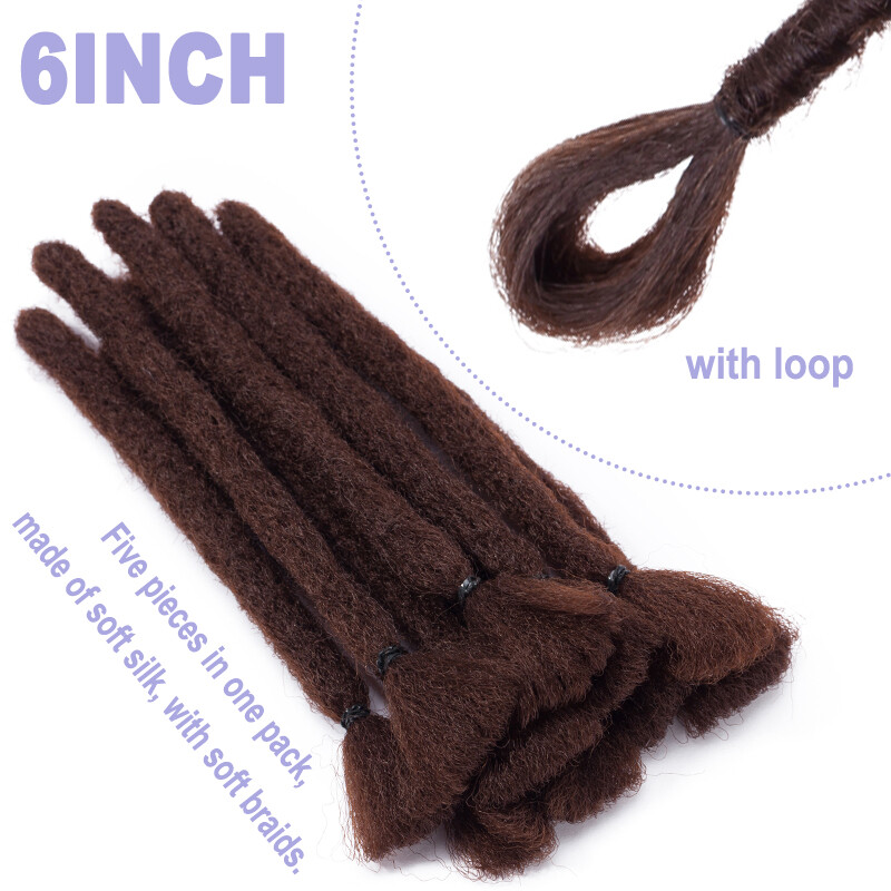 6″/12″ Dreadlocks Hippie Hair Extensions Handmade As Human Short Dreads Locs USA