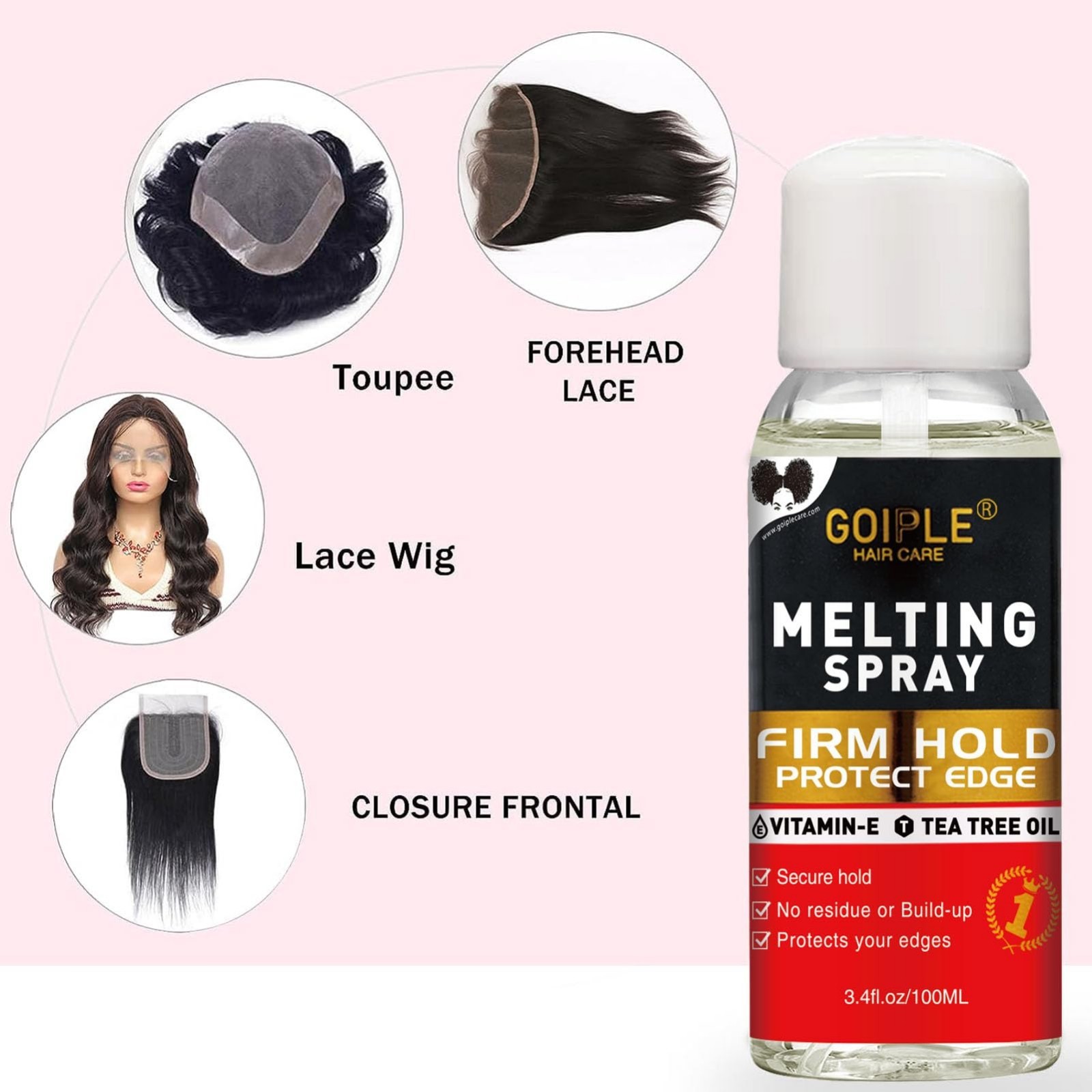 Lace Melting Spray Glue-Less Hair Adhesive for Wigs & Extensions, Strong Hold