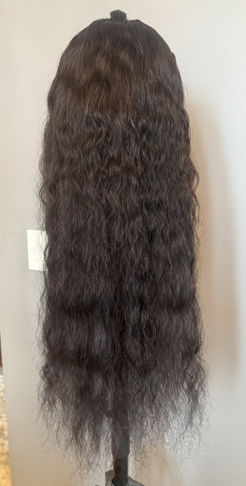 Custom styled human hair wig worn once. 13×6,30 in. w braids, crystals & spiders