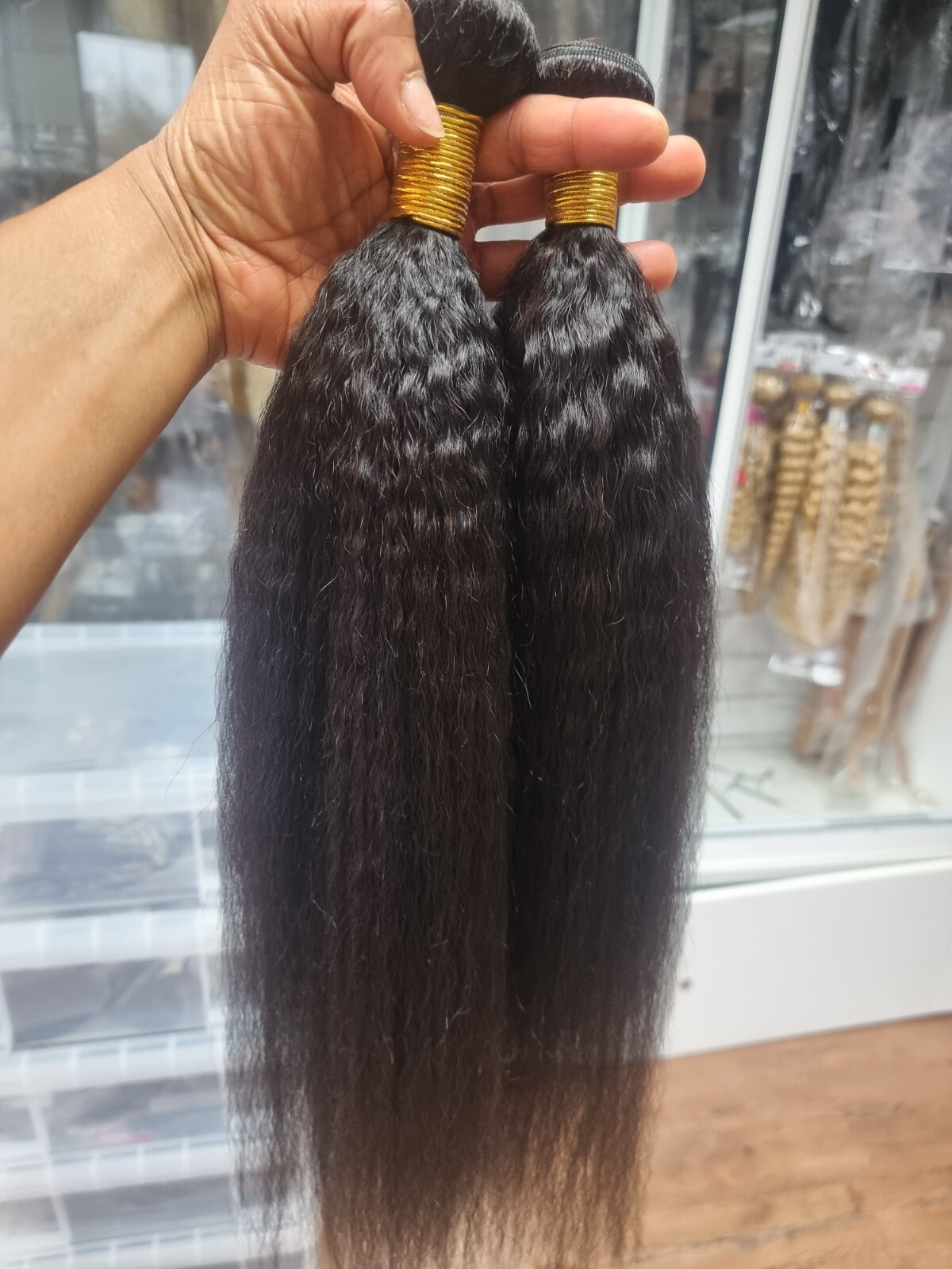 12A PERUVIAN VIRGIN HUMAN HAIR 24+24INCH KINKY STRAIGHT 200g 2BUNDLE FAST SHIP