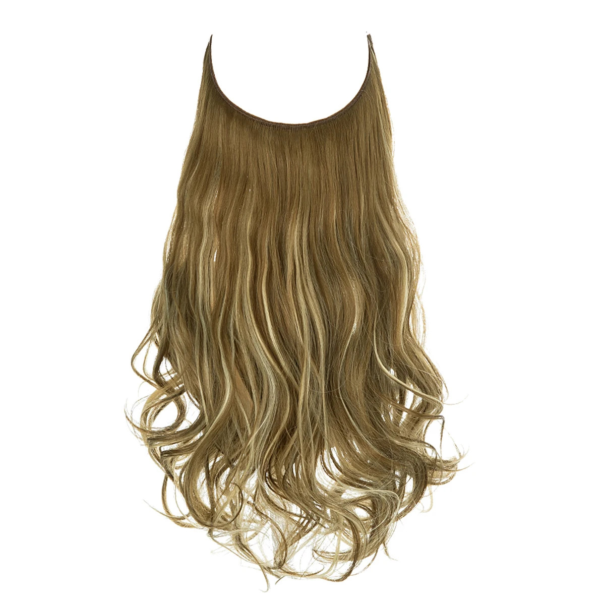 Synthetic No Clips Hair Extension Ombre Black Blonde Pink Long Wave