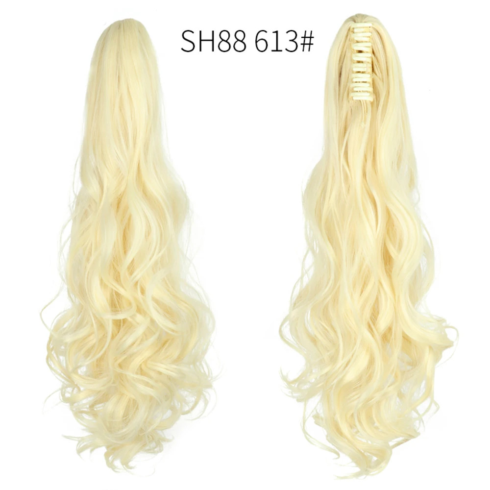 Women 24Inch Long Straight Synthetic Claw On Ponytail Hair Extensions Hairpiece
