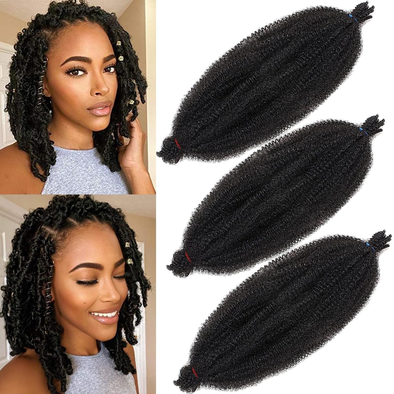 8 Inch Pre-Fluffed Afro Twist Hair Extensions (3 Packs) – Effortless Styling