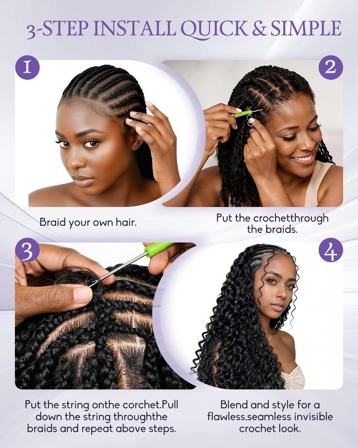20″ Burmese Curly Crochet Hair for Black Women – 120g, 100 Strands, Pre-Separate