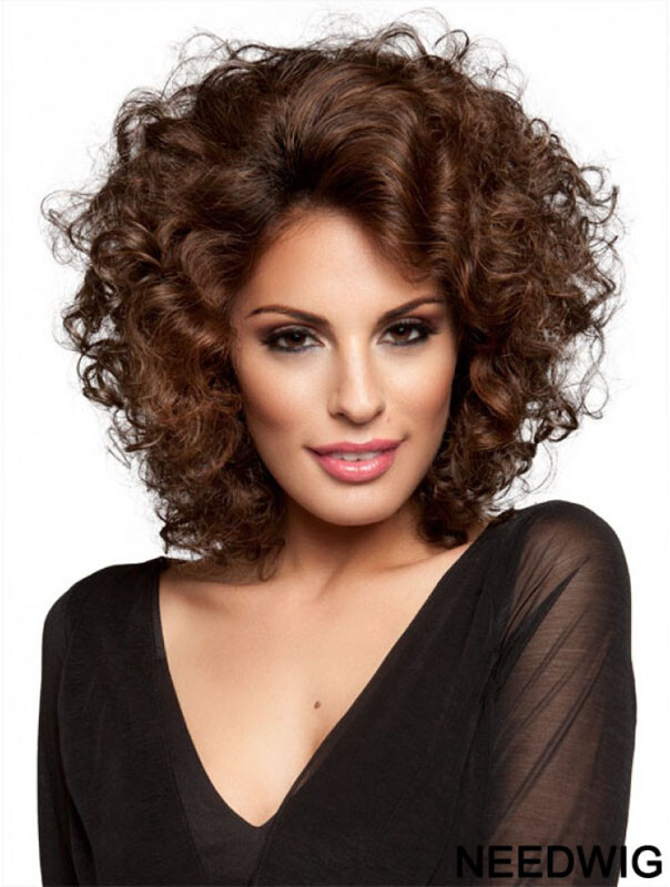 Long Synthetic Capless Curly Style Layered Cut Brown Color #8 Wig New