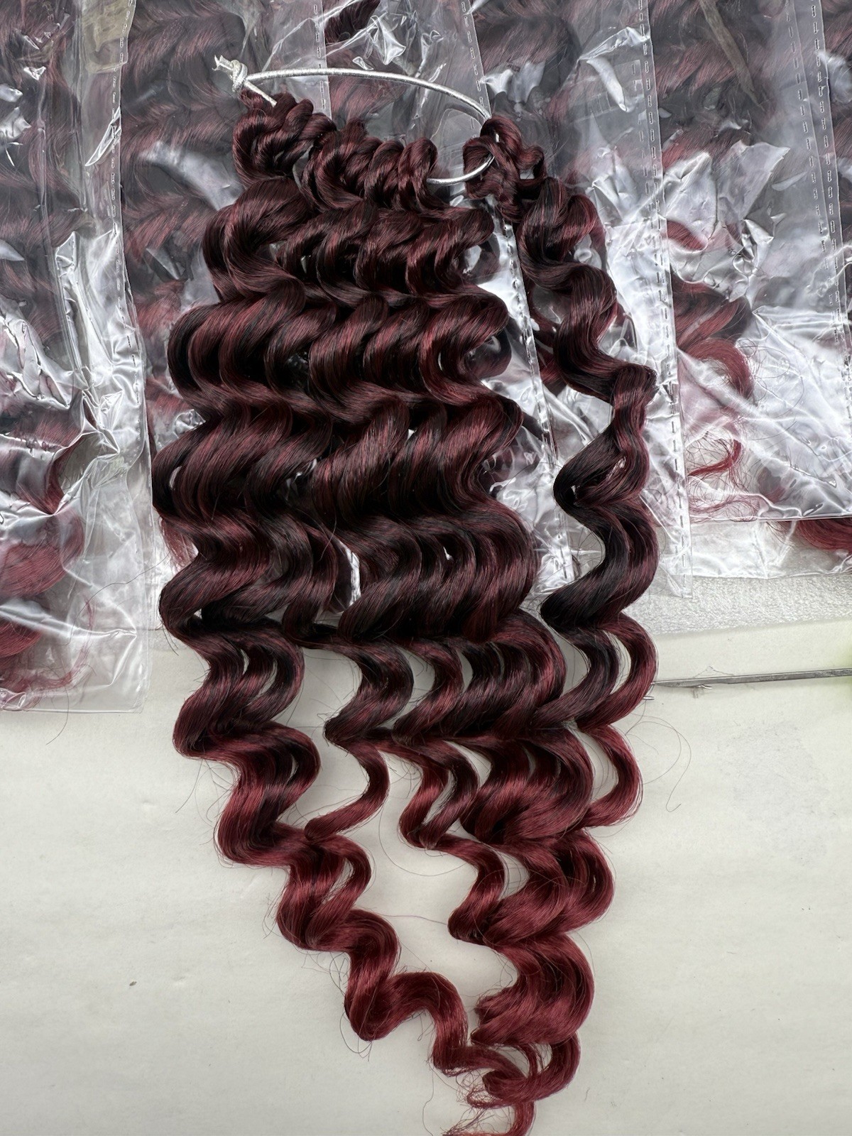 100% HandMade Deep Wave Crochet Hair Deep Curly Extensions 11″ Burgundy Red READ