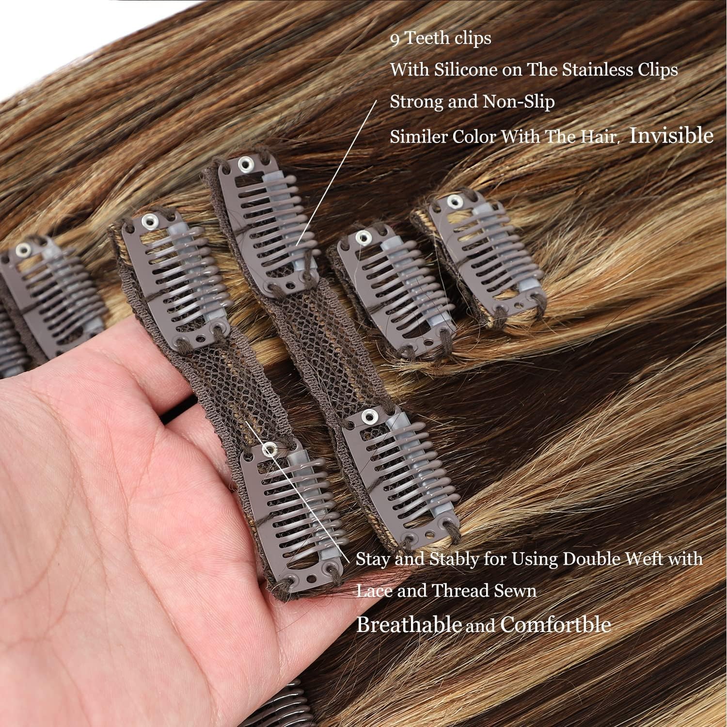 Clip in Hair Extensions Real Human Hair, 120g/set 7pcs, Thick Remy Human Hair…