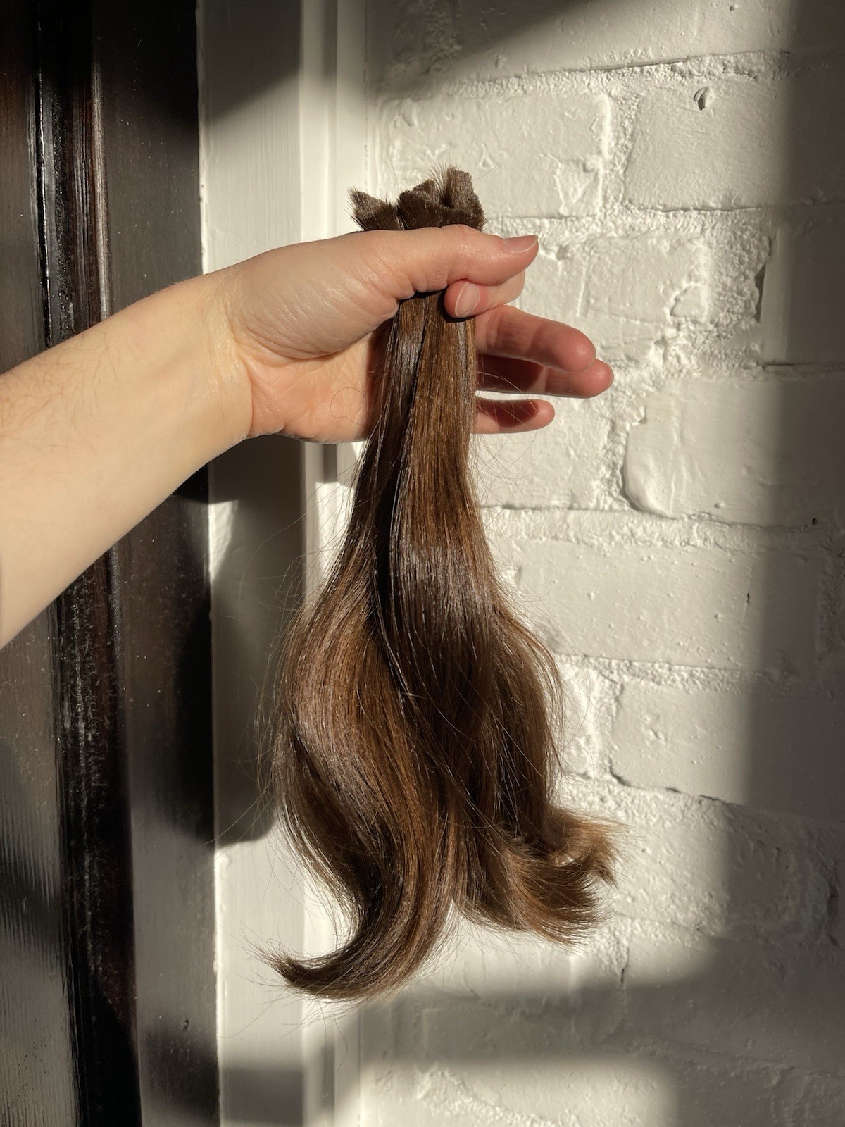 Human Hair Ponytail Haircut Virgin Brunette Hair 11-12 In Soft Silky Light Brown