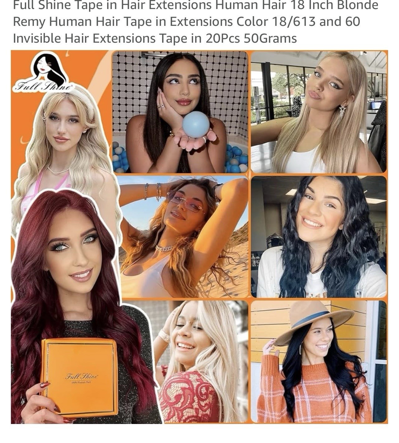Full Shine Hair extensions Real Human Hair Tape In Extensions Color 18/630 &60