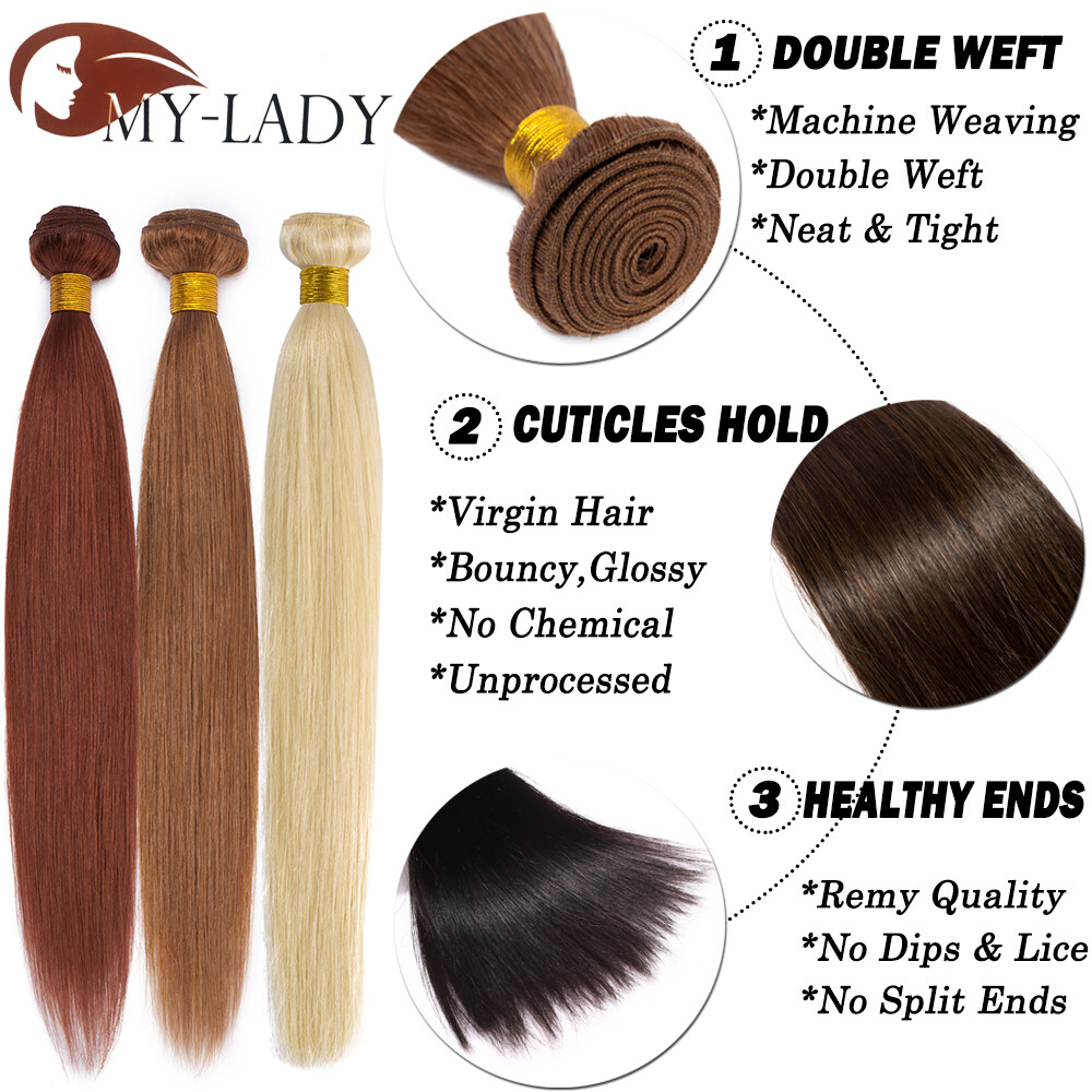100% Real Virgin Human Hair Weft 100g/Bundle 300g Full Head Sew-In Weaves Blonde