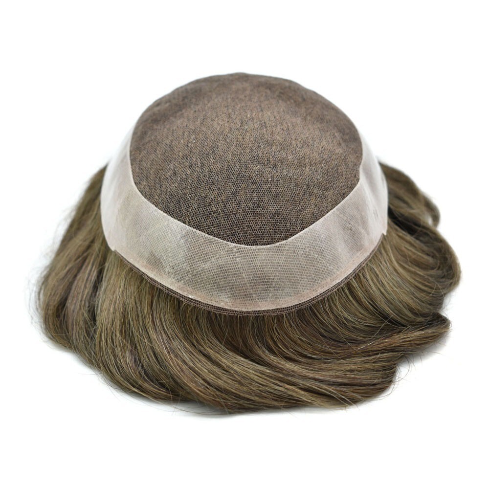 French Lace Mens Toupee Hair System Replacement for Men Poly Pu Around Men Wigs