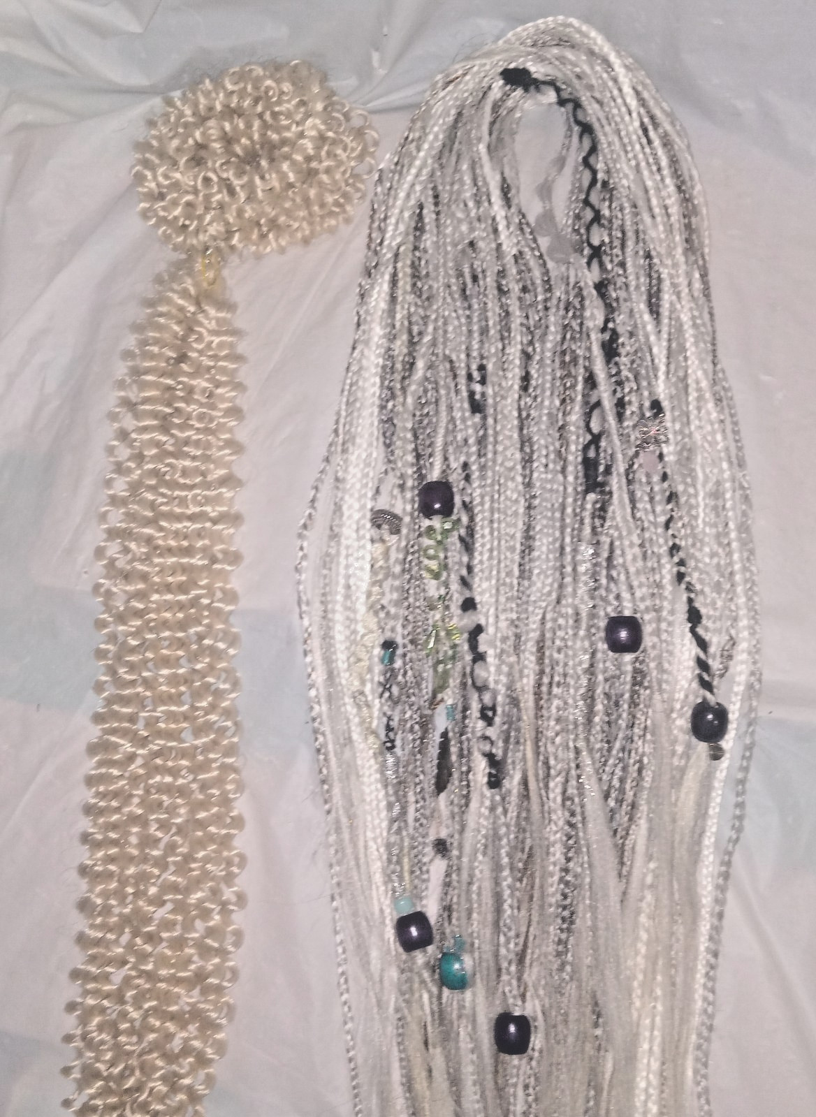 56″ DE dreadlocks White / Gray/ Blonde Synthetic hair Dreads locs/braids Set 60