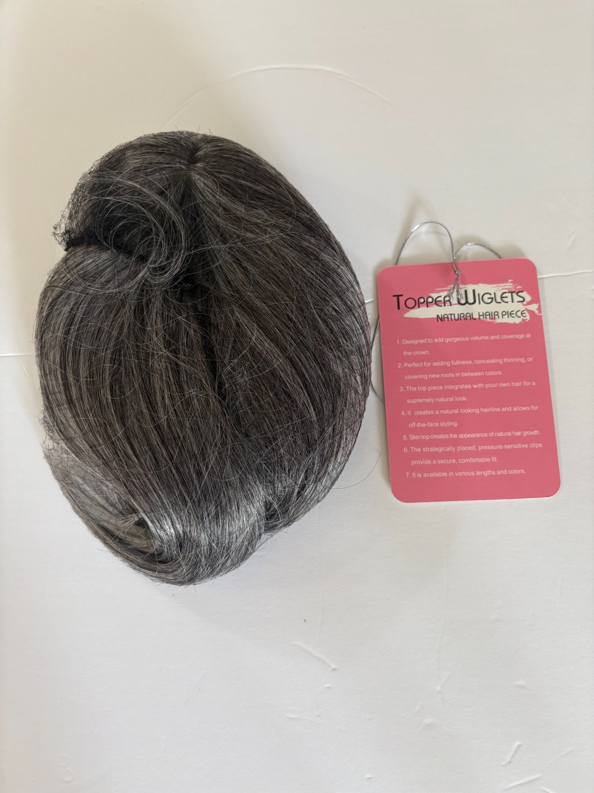 Hair Topper – 100% Human Hair Short Wiglet Color: Salt & Pepper