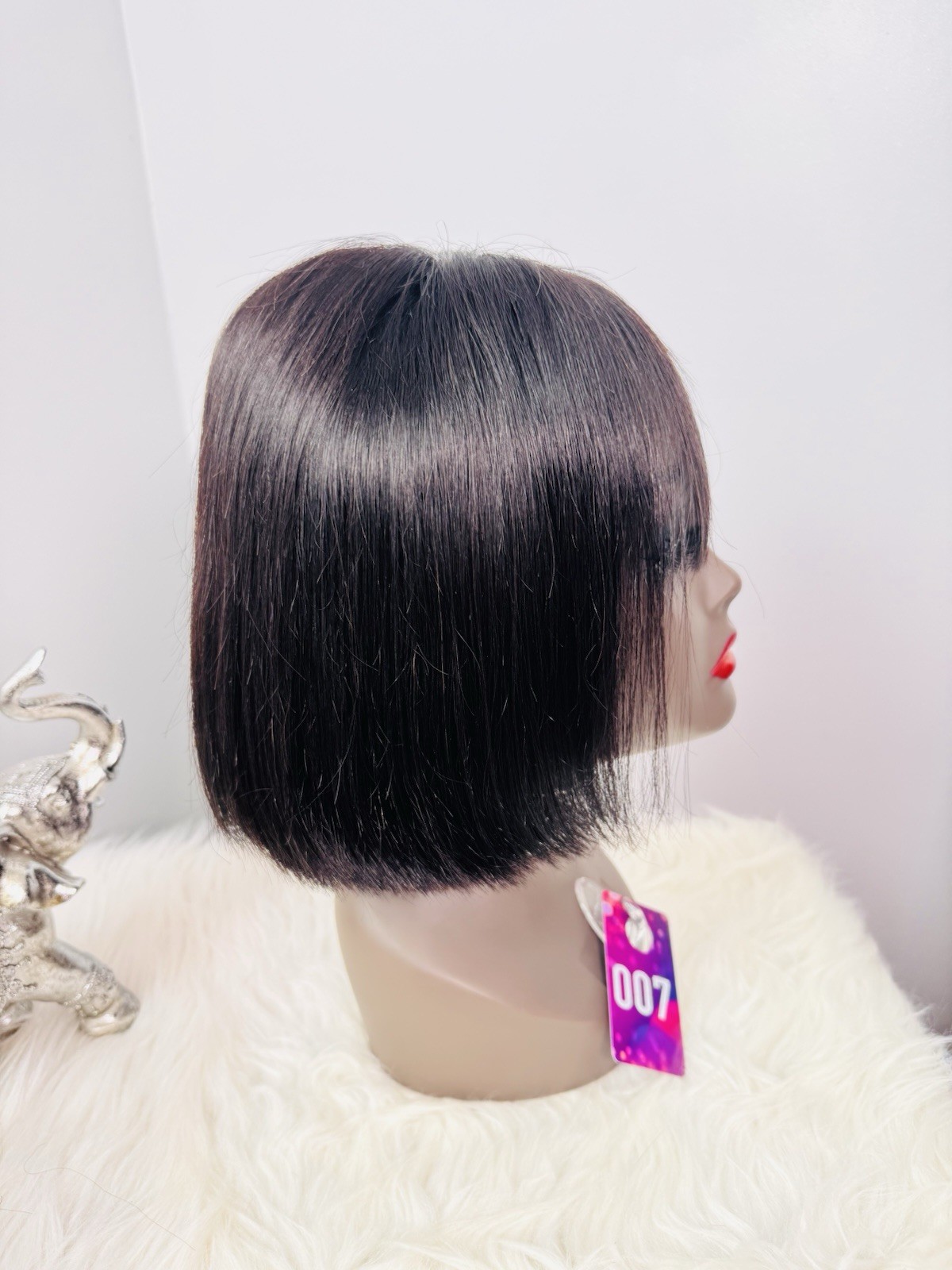 Fabulous 10in Bang Bob Wig/2×6 Glueless Closure Wig -230% Density/1B Color