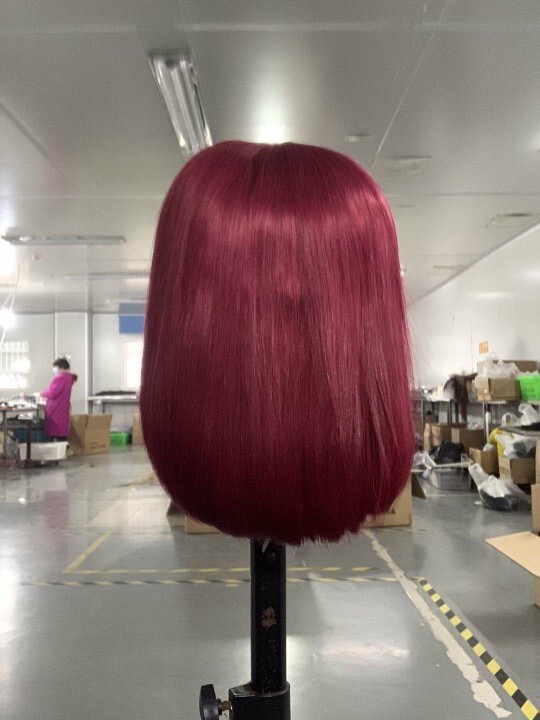 4*4 Lace Wig 200% density Burg straight 12inch, Human Hair.