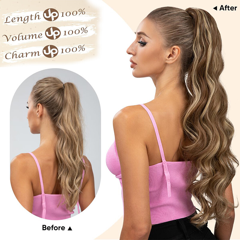 100% Real Thick Drawstring Ponytail Clip In Hair Extension Natural As Human Wavy