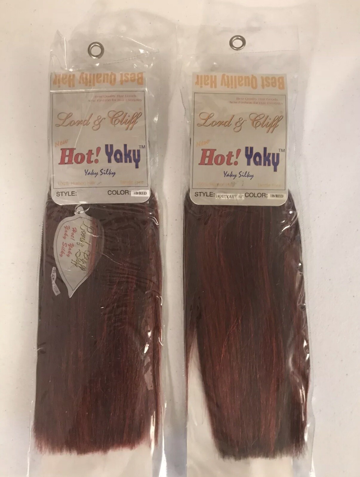 Lot of 4 Lord & Cliff 100% Human Hair Extension HOT Yaky 10”inch Color:1B/RED