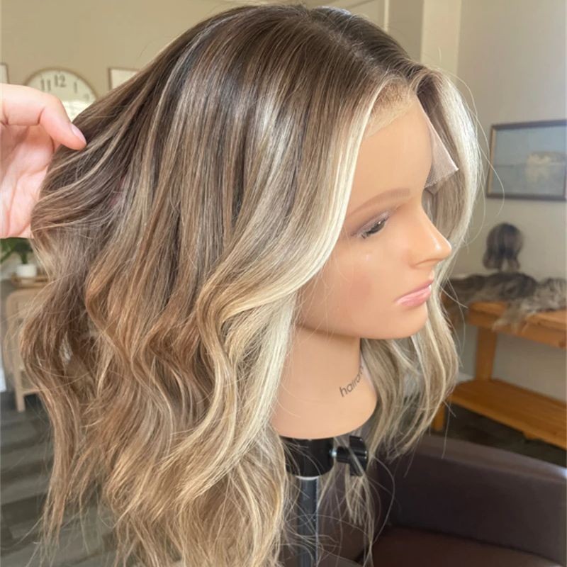 Ombre Caramel Brown Highlight Lace Front Human Hair Wigs