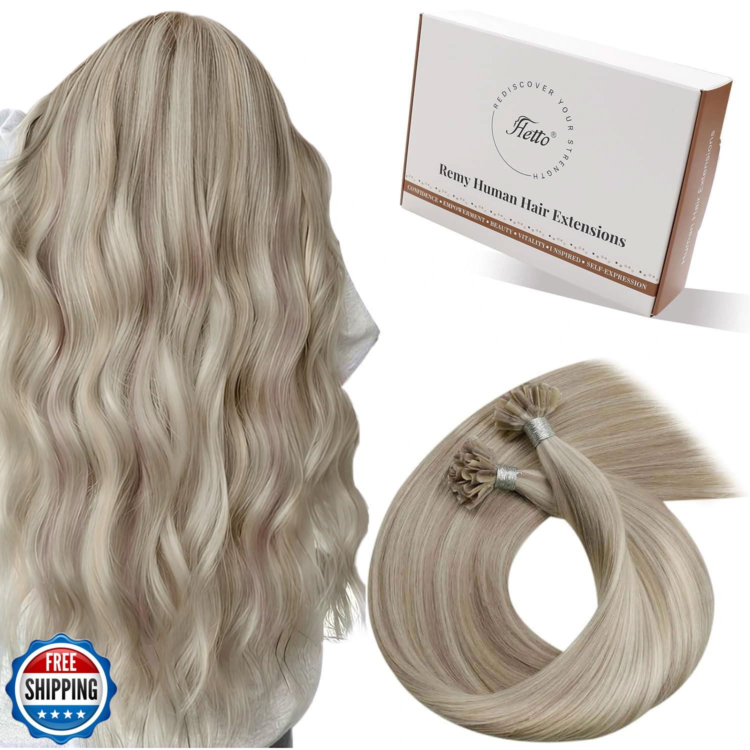 Hetto U Tip Hair Extensions Human Hair Blonde Utip Hair Extensions Ash Blonde