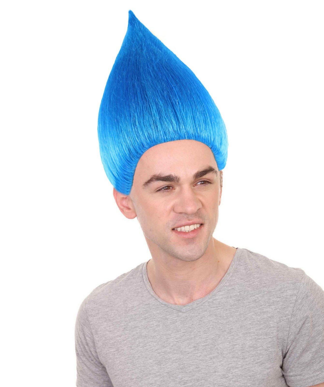 Blue Straight Troll Wig for Men- Synthetic Hair Costume for Halloween & Cosplay