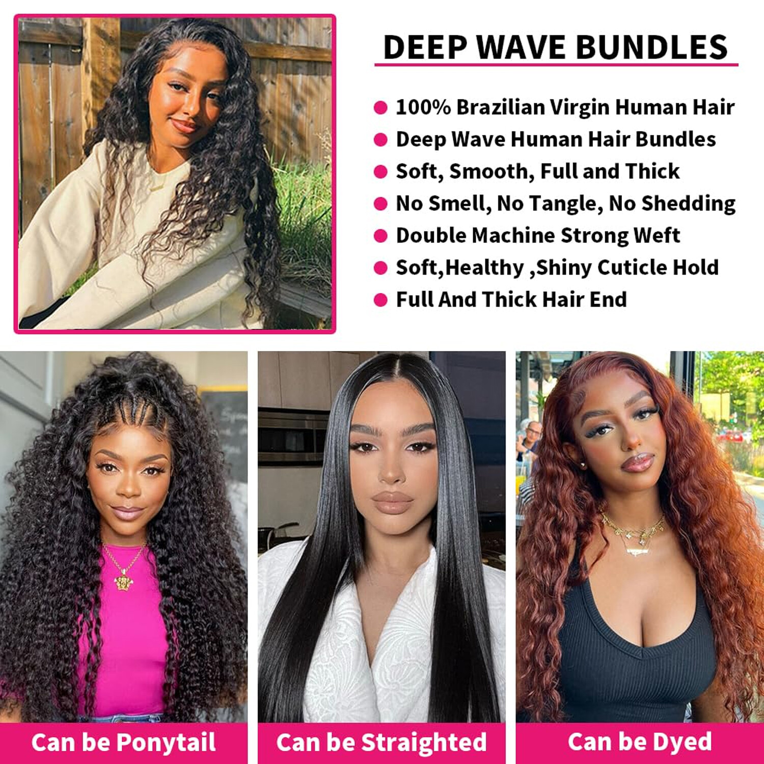 9A Yaki Curly Kinky 6 Bundles Peruvian Sew In Virgin Human Hair Extensions Weave