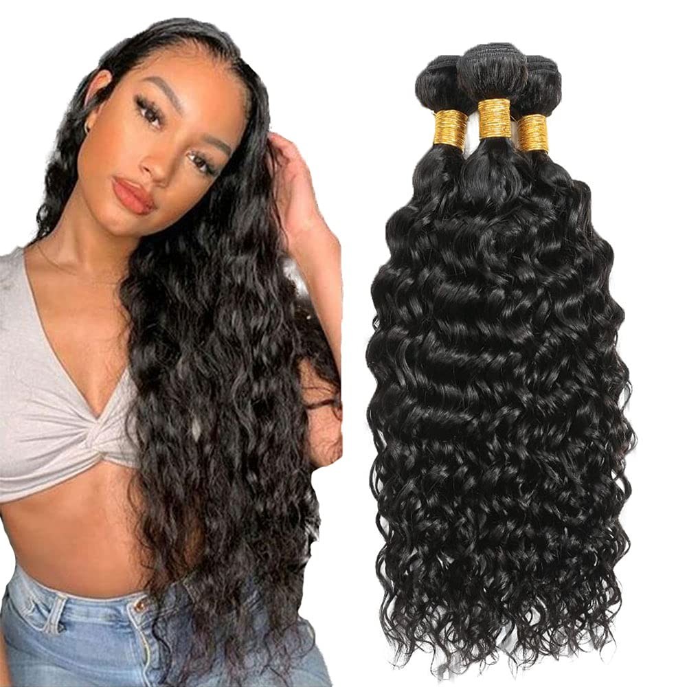 #1B Human Hair Bundles Water Wave Bundles 24 26 28 Inch Unprocessed Brazilian…