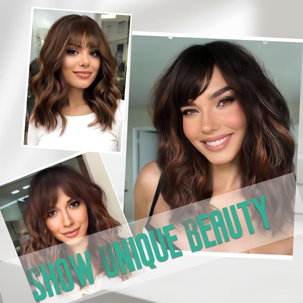 Gorgeous Shoulder-Length 14-Inch Curly Wig with Bangs – Perfect for Any Occasion