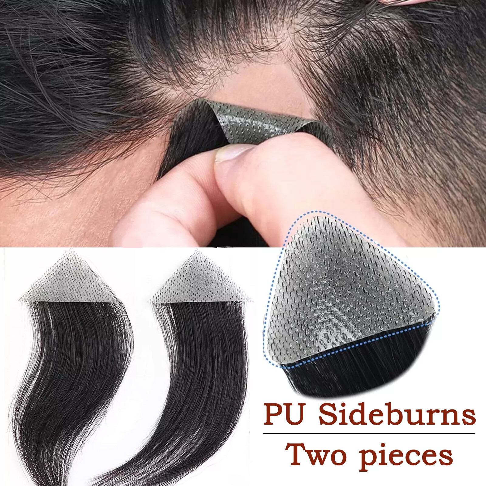Men Temple Hair Patches Human Hair Pieces Skin Cover-Up Frontal Hairline Toupee