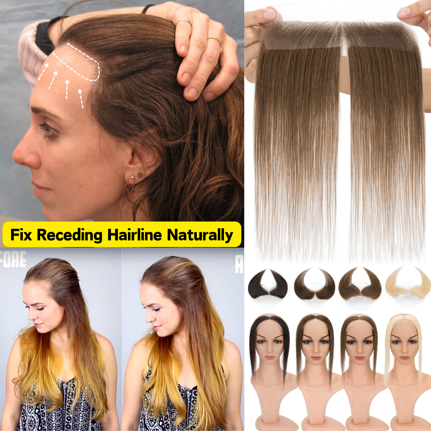 CLEARANCE Women Hairline Topper Toupee Frontal Hairpiece 100% Human Hair System