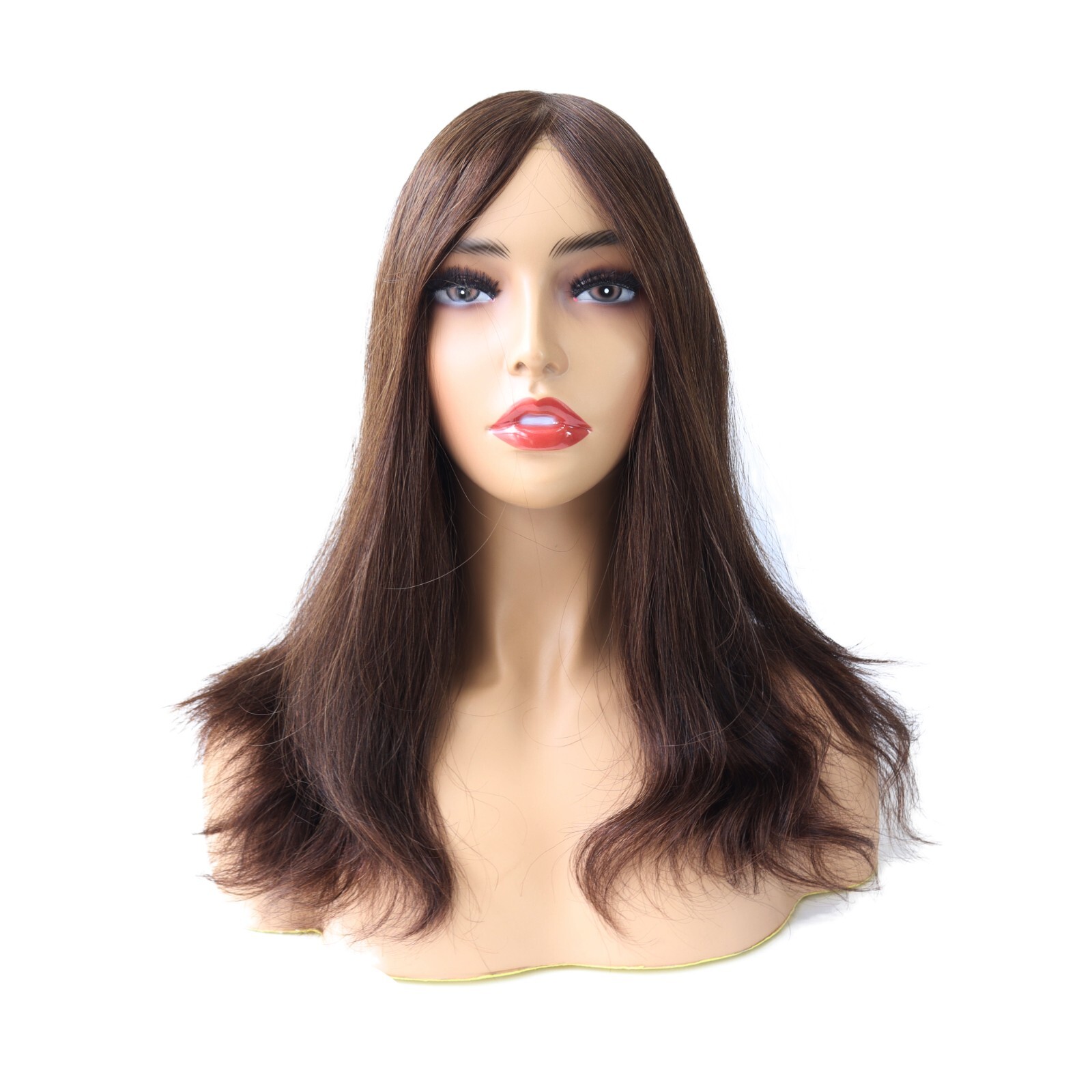 Women Topper Top Piece Injected Poly Skin Systems Cuticle Remy Hair Pieces #4