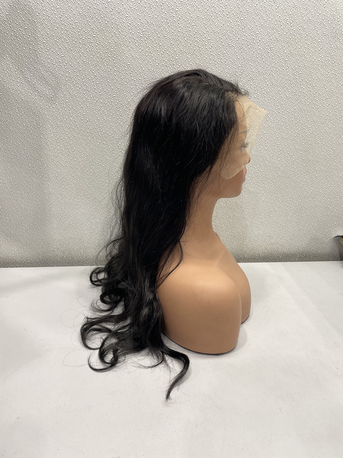 Natural Black Human Hair Blend Lace Front Glueless Wig, 24″