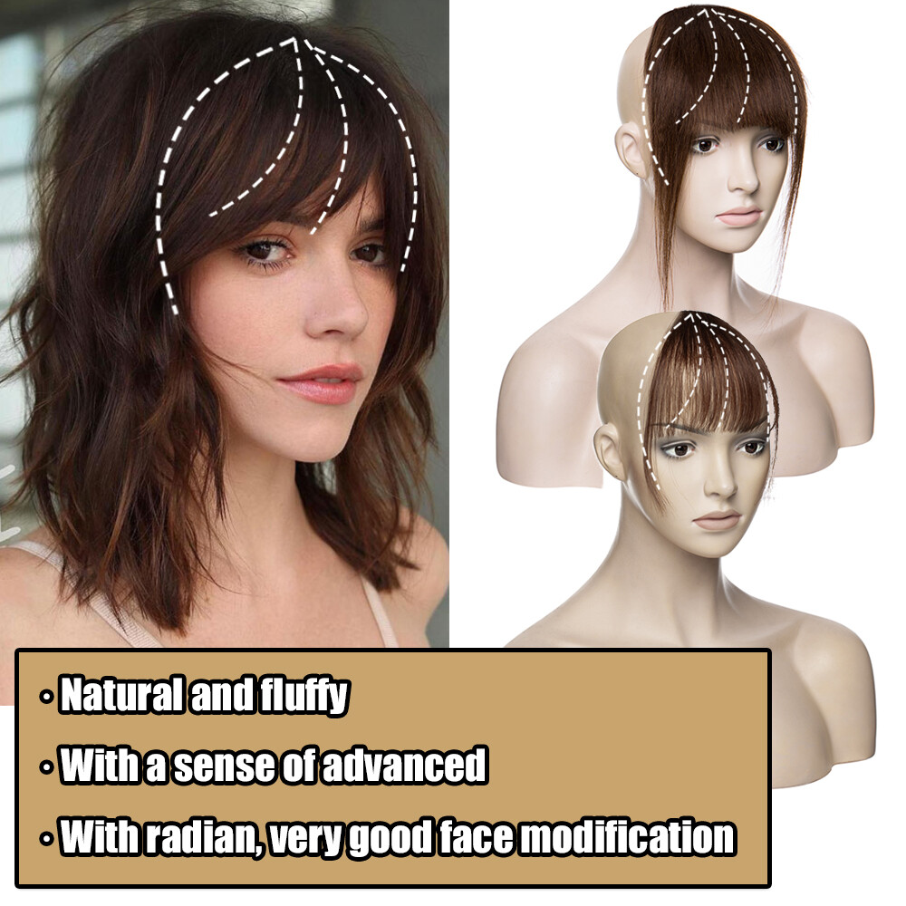 Real 100% Human Hair Bangs Extensions Clip In Thick Fringed Hairpiece Neat Front