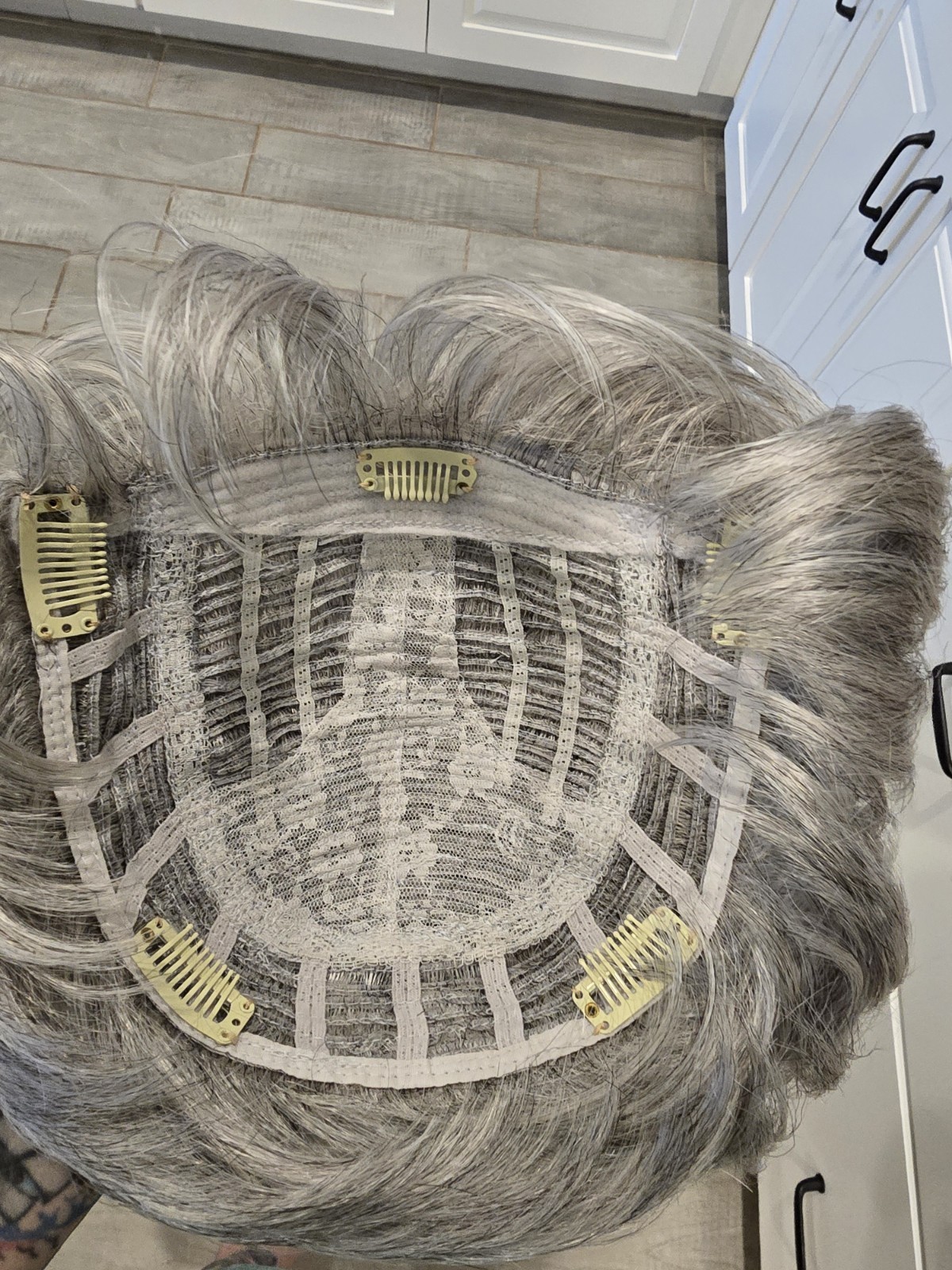Reecho Salt And Pepper Gray Wig Topper 5 Clip Synthetic