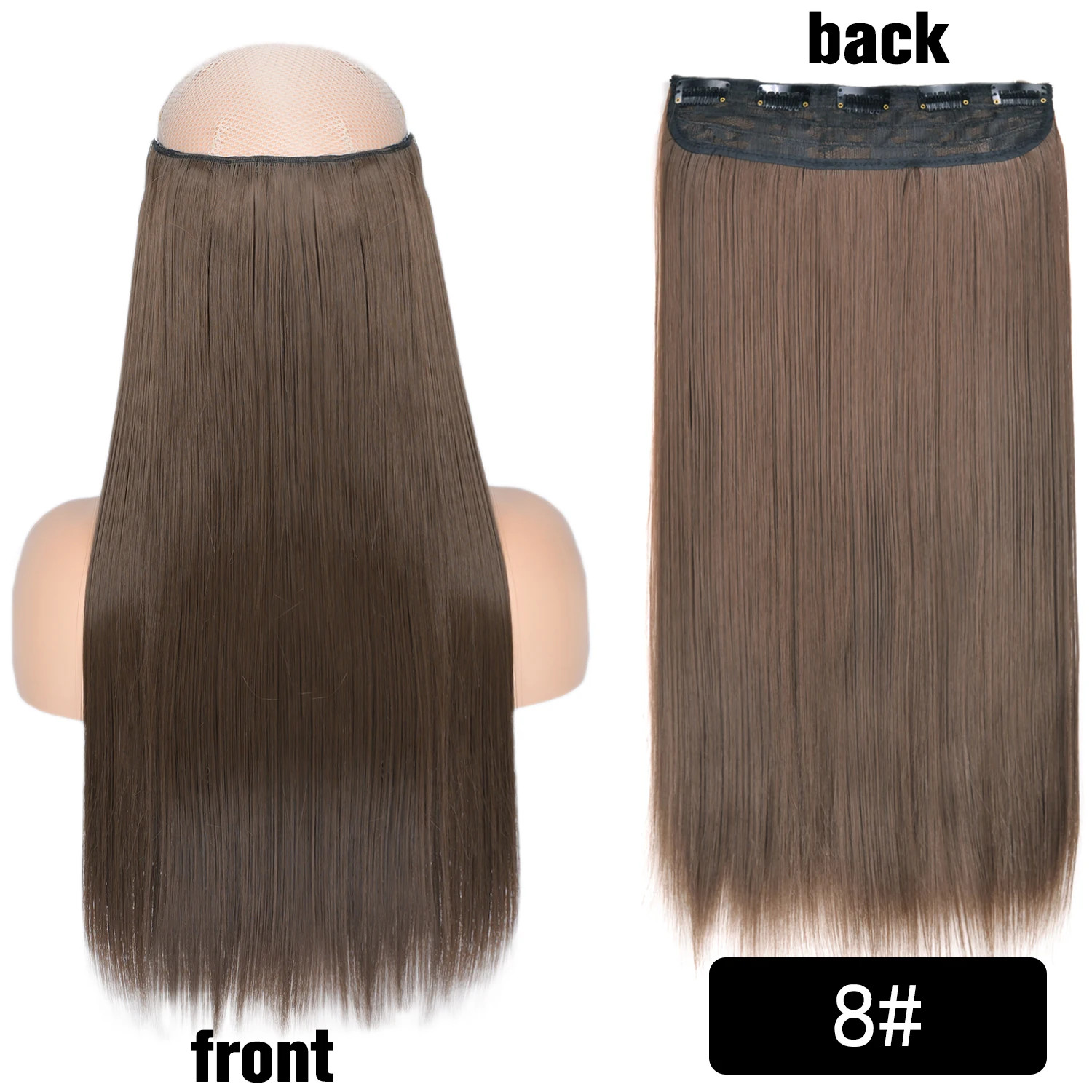 Long Straight 5 Clip In 22Inch Synthetic Hair Extensions Natural Fake Hairpiece