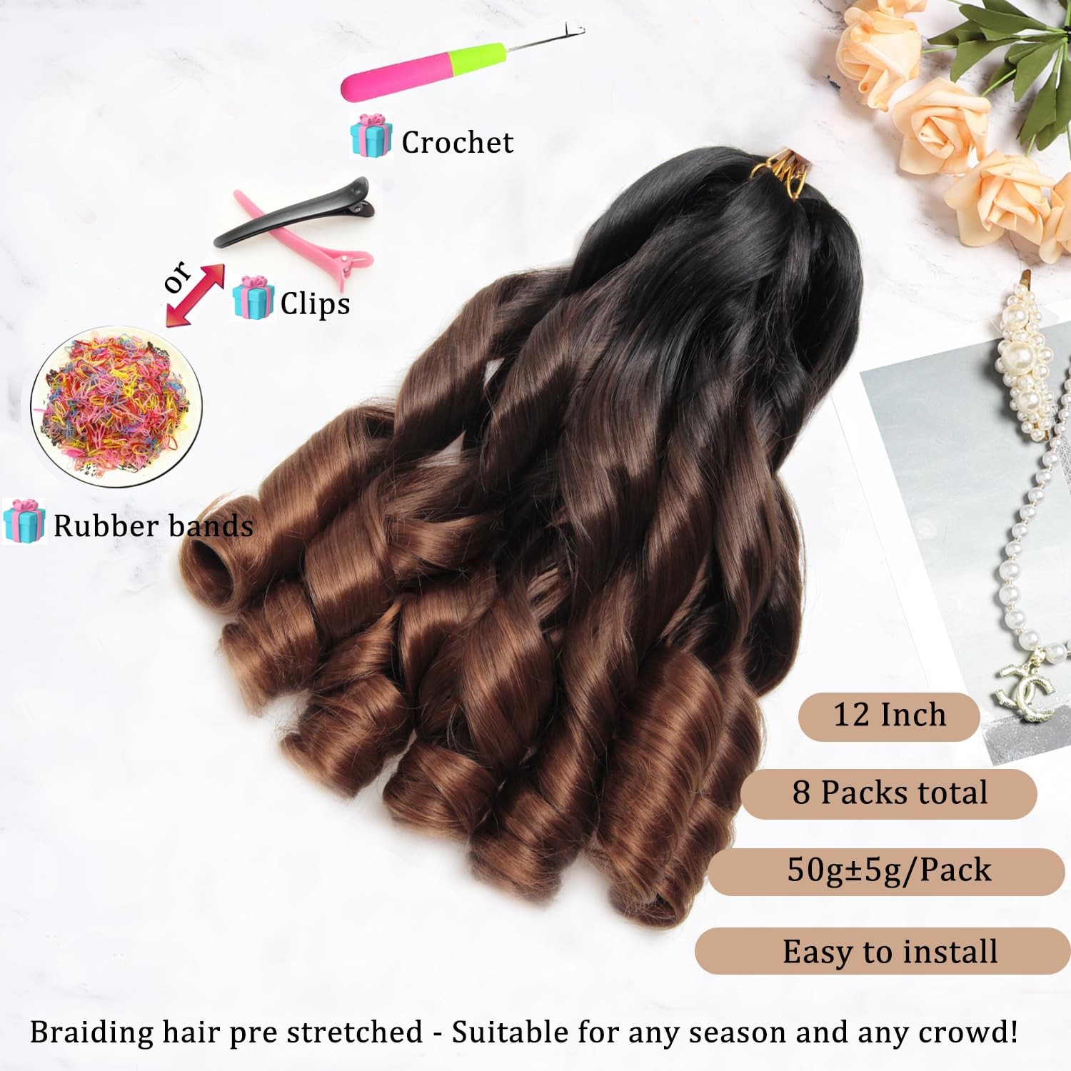French Curl Braiding Hair 12Inch 8Packs French Curl Crochet Braids Short Curl…