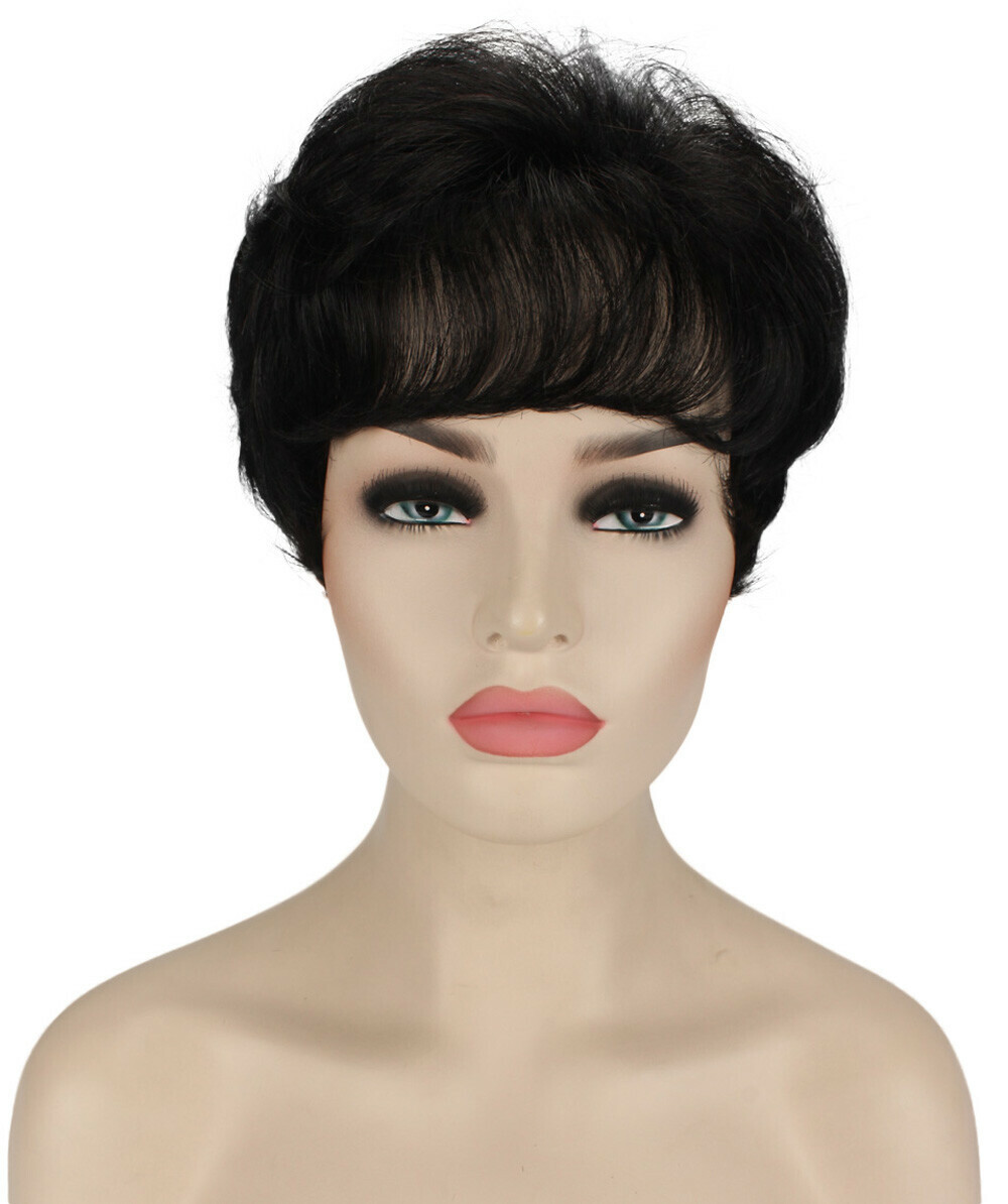 Ava – Straight Kanekalon Synthetic Fiber Full Wig, 1.5 – 4.5 in, Black