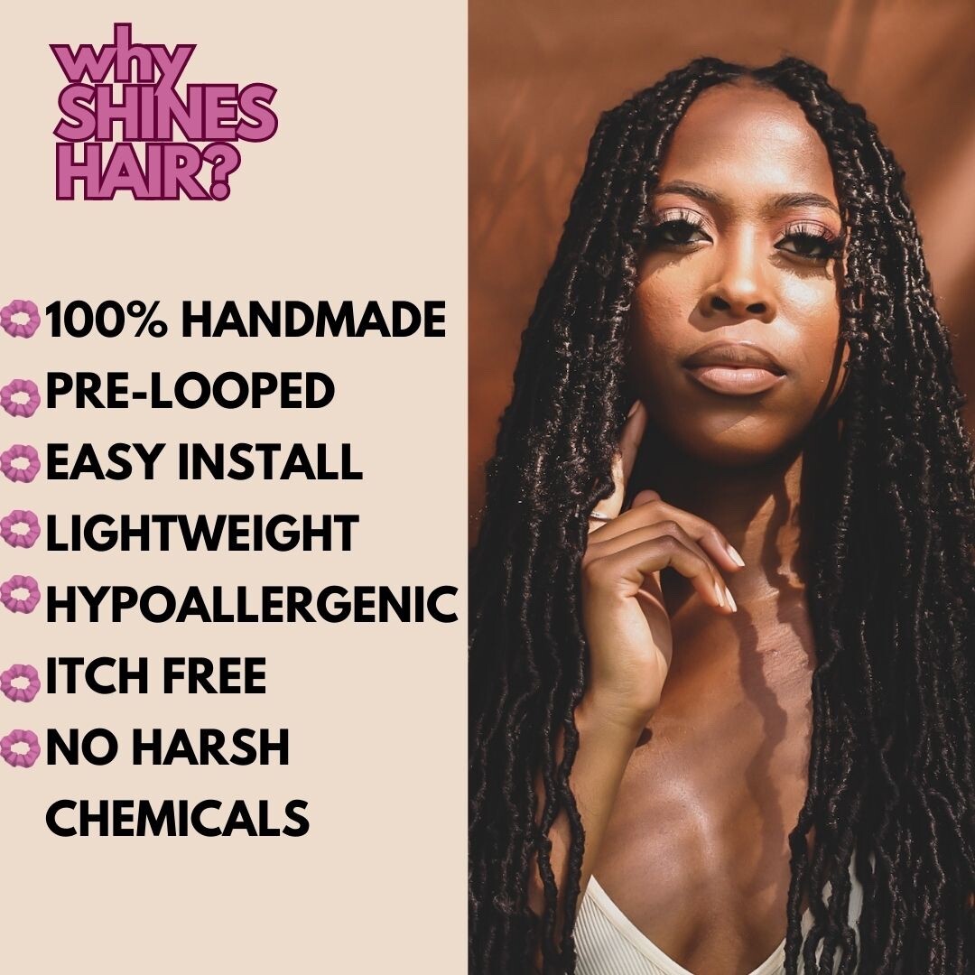 SHINES HAIR Faux Locs, 3pc Value Pack, 1B, 36in, Crochet, Prelooped, Itch Free